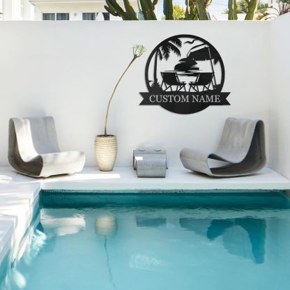 Personalized Palm Tree Metal Sign , Tropical Beach House Decor for Coastal Vibes-MetalsignX