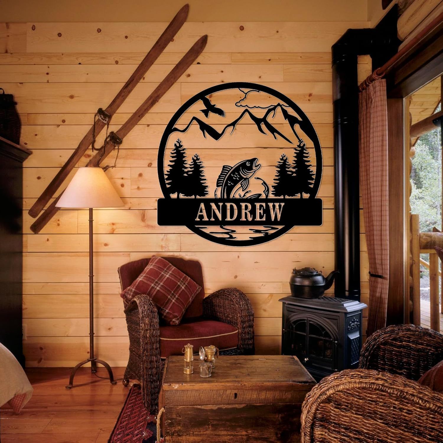 Personalized Largemouth Bass Metal Sign, Custom Fishing Last Name Sign for Home, Fish Family Signs Wall Decor-MetalsignX