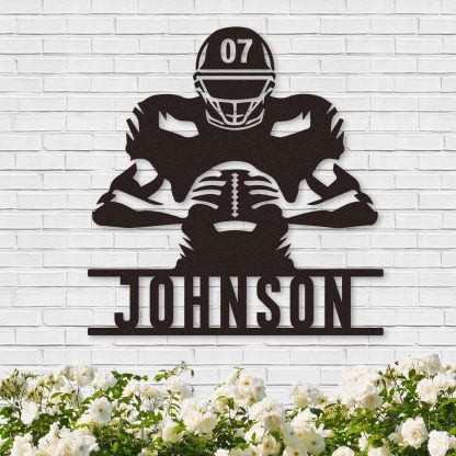 Custom Football Sign Metal Wall Art, American Football Player Hanging Sign Outdoor Metal-MetalsignX