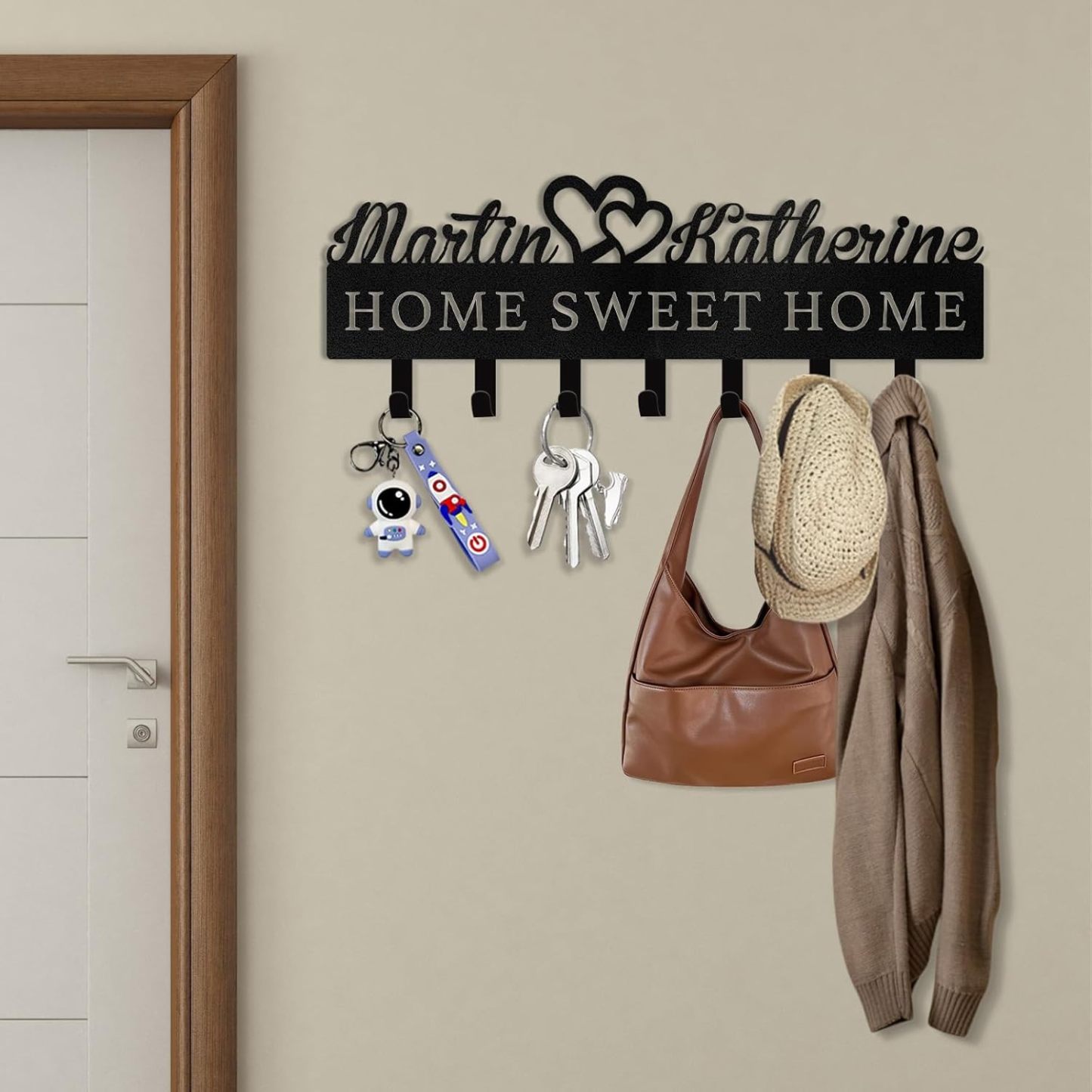 Personalized Key Holder on Wall, Custom Key Hanger Wall Mount with Name-MetalsignX