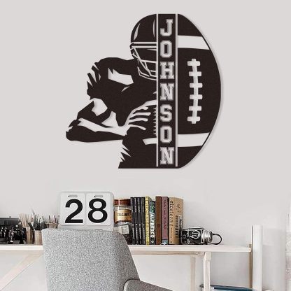 Personalized Football Metal Sign, Metal Signs Customized, Custom Ball Football Metal Wall Art, Custom Signs Outdoor Metal, Custom Name Sign Football Room Decor for Boys