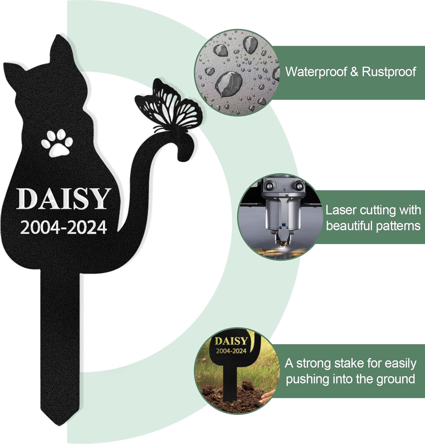 Personalized Pet Memorial Garden Stake, Custom Cat Headstone for Outdoor Decor | Memorial Plaque for Lost Pets-MetalsignX