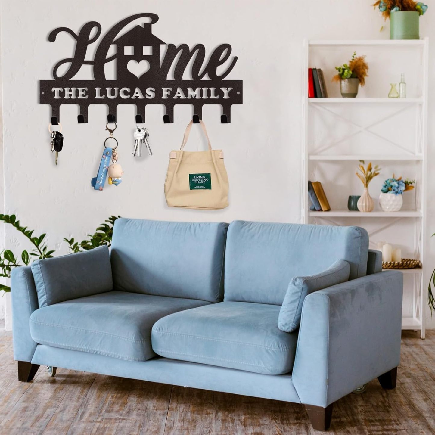 Custom Name Key Holder, Sweet Home Key Rack, Personalized Wall Decor for Home Organization-MetalsignX