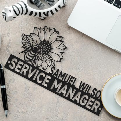  Custom Family Name Plate for Desk, Metal Sign Name Tags, Personalized Desk Accessories-MetalsignX