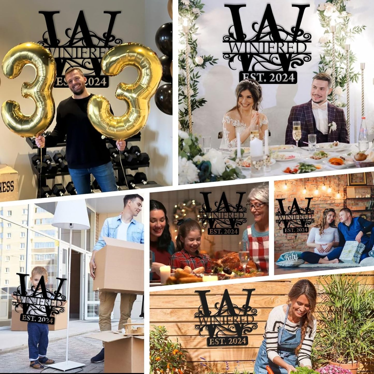 Custom Last Name Metal Sign, Split Letter Monogram Wall Decor, Personalized Wedding Gift for Outdoor Spaces-MetalsignX