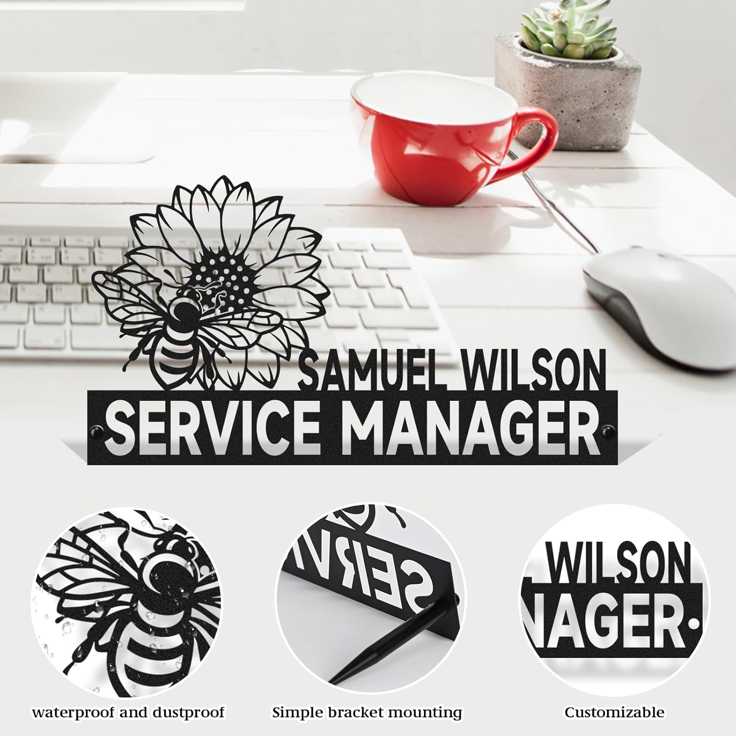  Custom Family Name Plate for Desk, Metal Sign Name Tags, Personalized Desk Accessories-MetalsignX