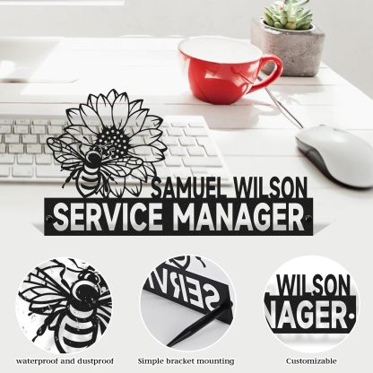  Custom Family Name Plate for Desk, Metal Sign Name Tags, Personalized Desk Accessories-MetalsignX