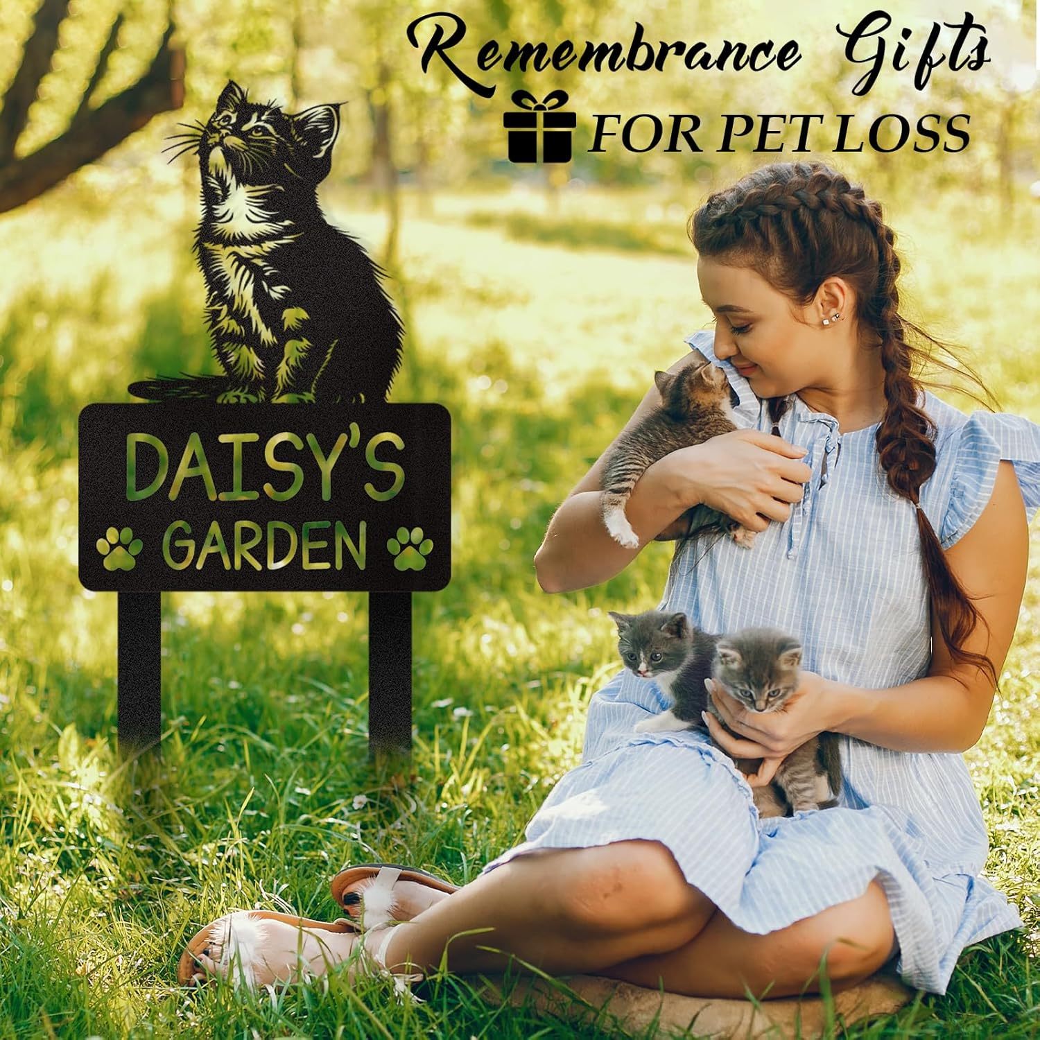 Personalized Pet Memorial Garden Stake, Custom Cat Headstone for Outdoor Decor | Memorial Plaque for Lost Pets-MetalsignX
