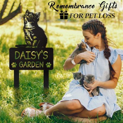 Personalized Pet Memorial Garden Stake, Custom Cat Headstone for Outdoor Decor | Memorial Plaque for Lost Pets-MetalsignX