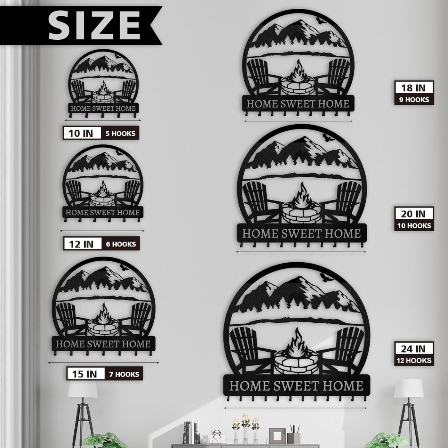 Personalized Mountain Design Key Holder for Wall-MetalsignX