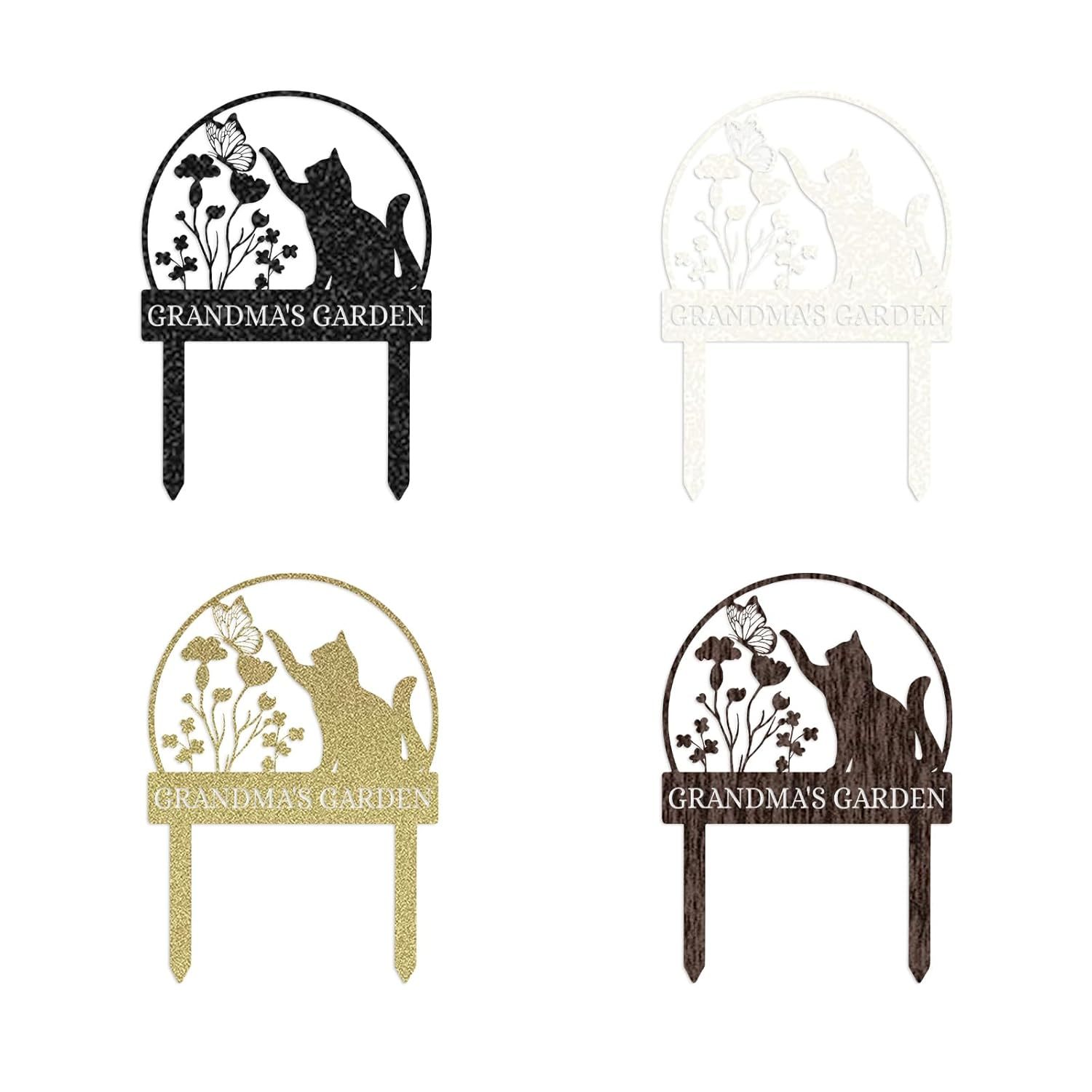 Custom Cat Garden Stake Sign, Funny Personalized Yard Decor, Butterfly & Pet Outdoor Metal Plaque-MetalsignX