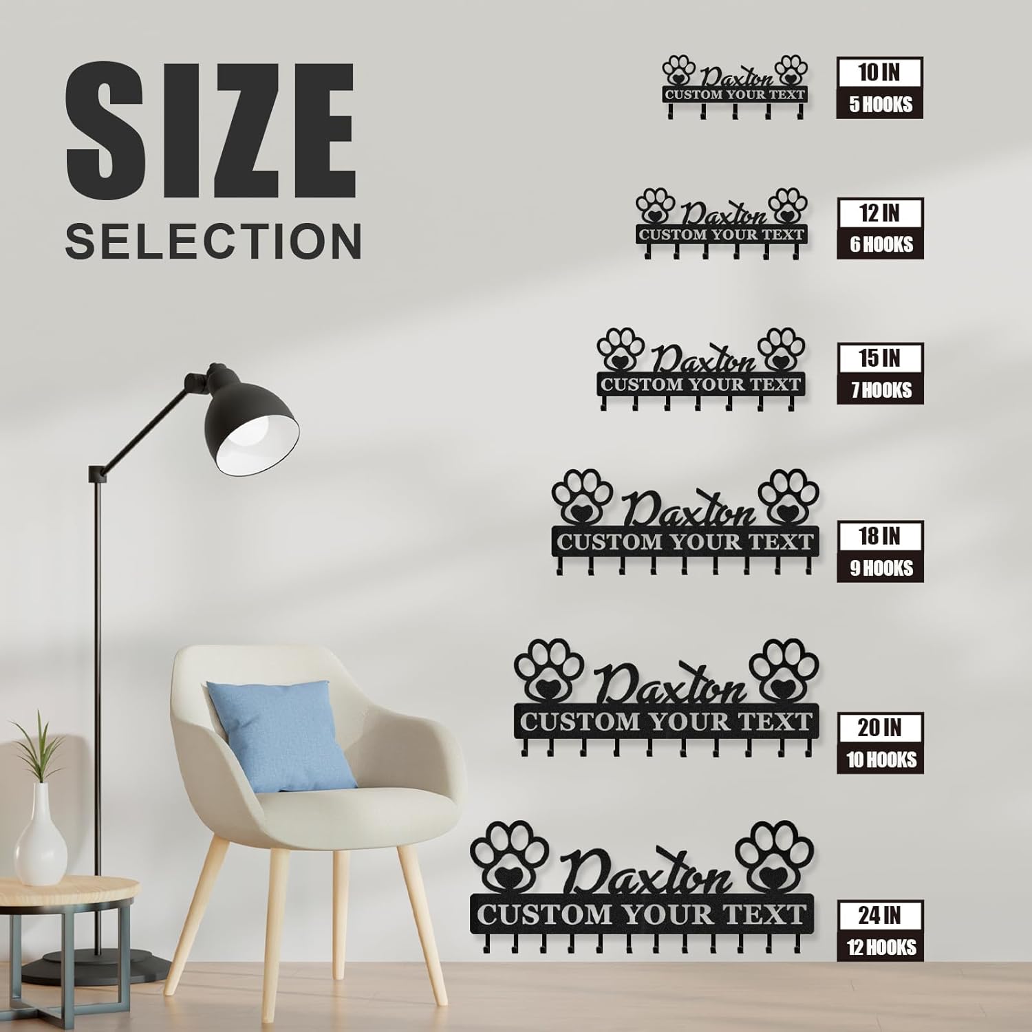 Custom Dog Leash Holder for Wall, Custom Metal Key Holder Wall Mount-MetalsignX