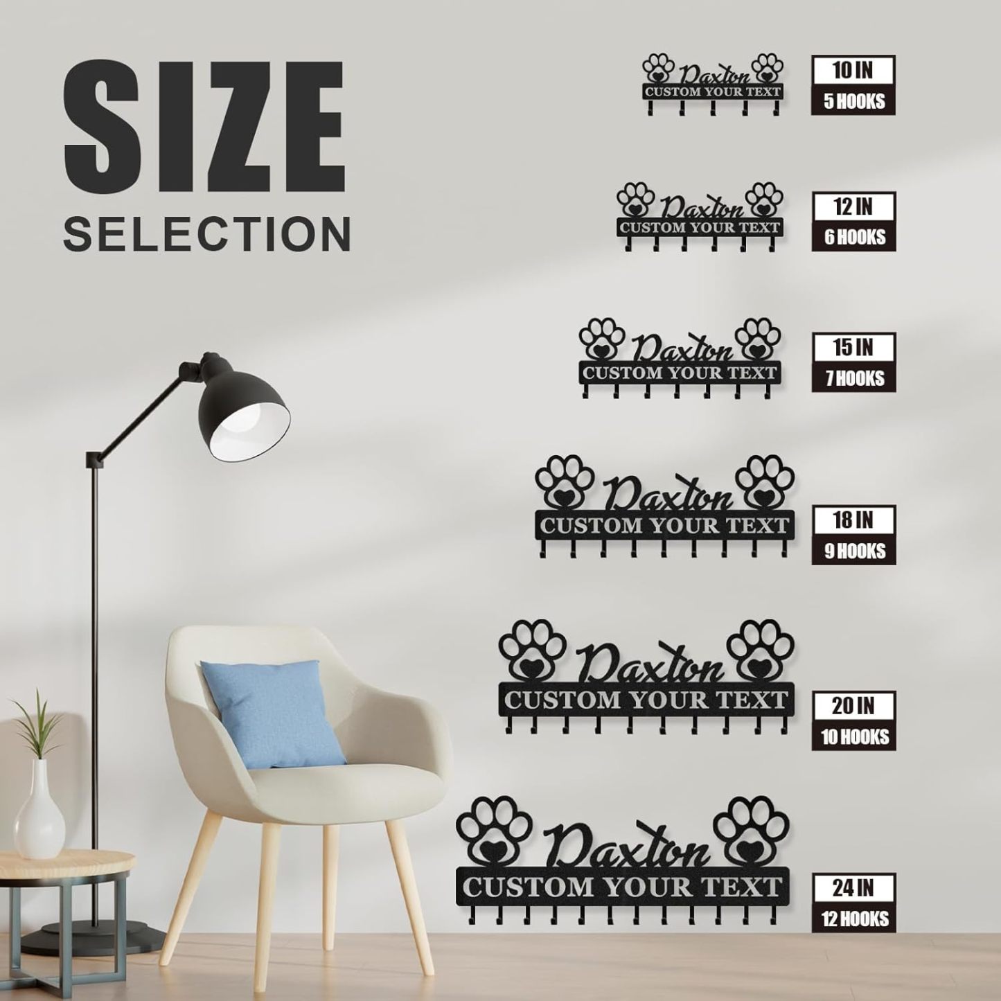 Custom Dog Leash Holder for Wall, Custom Metal Key Holder Wall Mount-MetalsignX