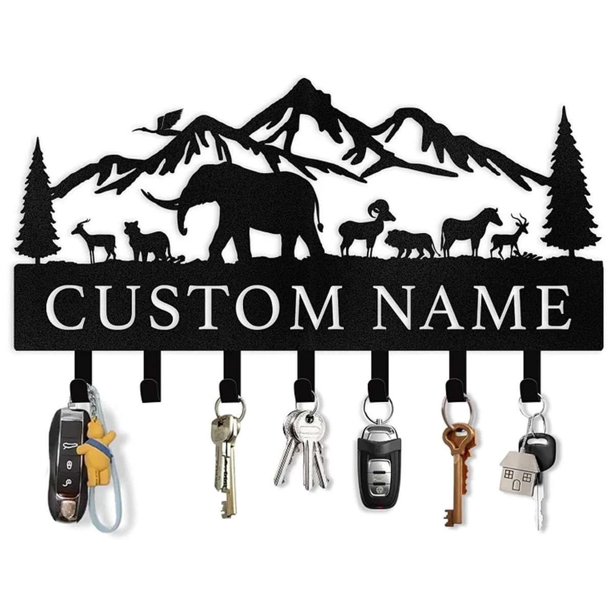 Personalized Polar DeeBear Key Holder on Wall, Custom Name Key Hanger 