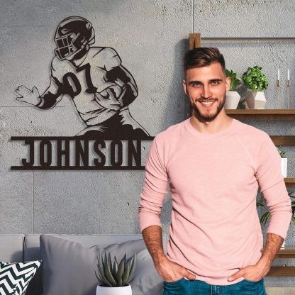 Personalized Football Metal Sign, Metal Signs Customized, Custom Ball Football Metal Wall Art, Custom Signs Outdoor Metal, Custom Name Sign Football Room Decor for Boys