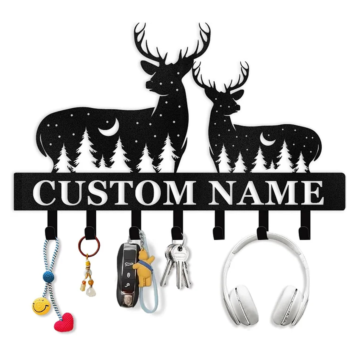 Custom Name Metal Key Holder Wall Mount, Organizer Rack for Home Entryway-MetalsignX