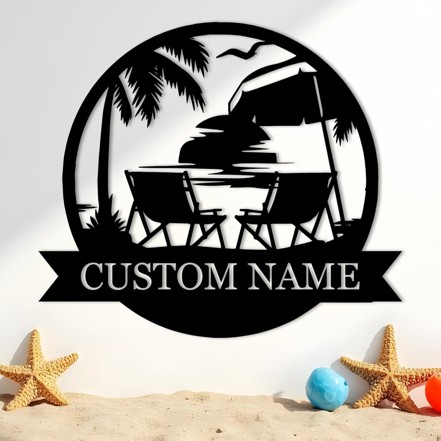 Personalized Palm Tree Metal Sign , Tropical Beach House Decor for Coastal Vibes-MetalsignX