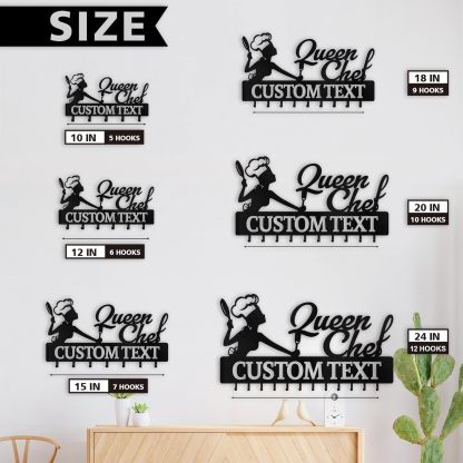 Personalized Key Holder for Wall, Queen Chef Wall Mounted Key Hooks-MetalsignX