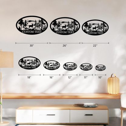 Personalized Deer Metal Cabin Sign, Custom Buck Hunter Gift, Family Name & Monogram Sign, Outdoor Hunting Porch Decor, Gift for Him-MetalsignX