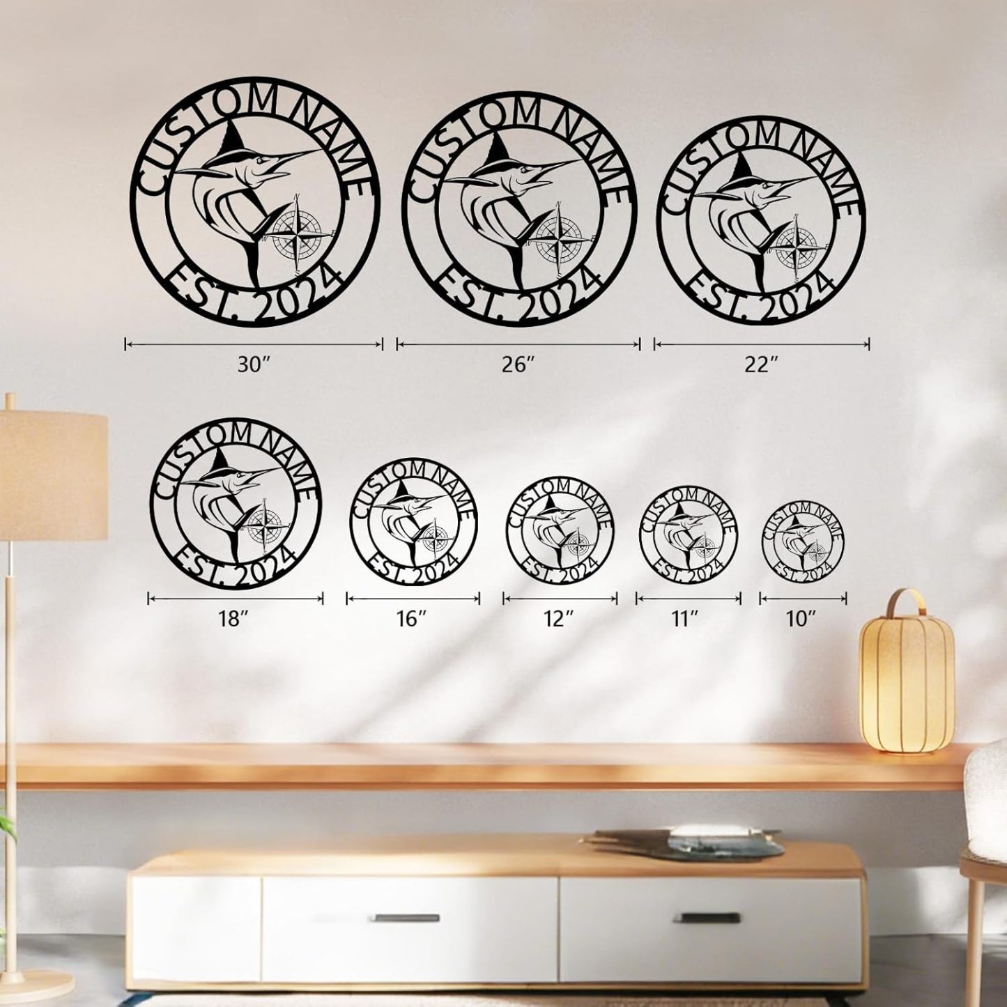 Personalized Largemouth Bass Metal Sign, Custom Fishing Last Name Sign for Home, Fish Family Signs Wall Decor-MetalsignX