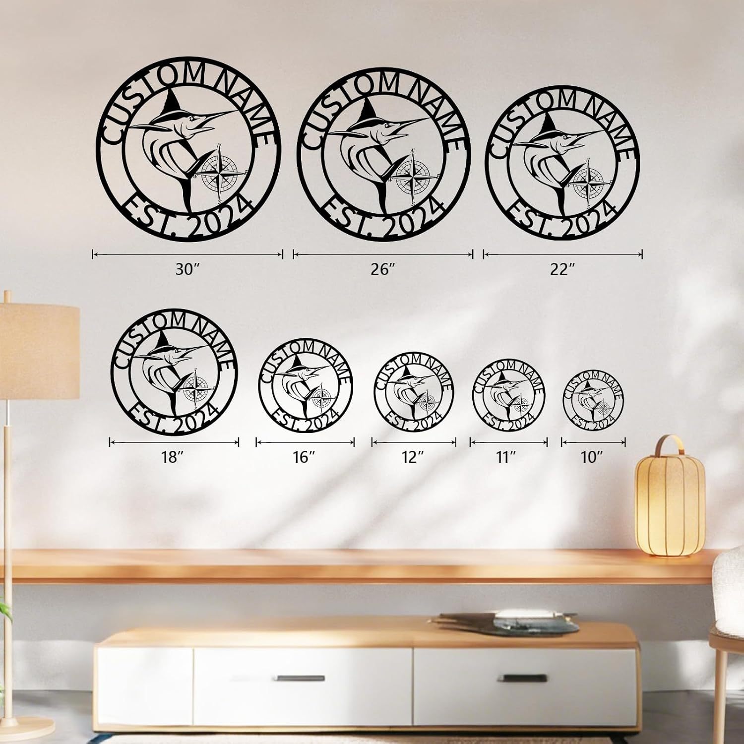 Personalized Largemouth Bass Metal Sign, Custom Fishing Last Name Sign for Home, Fish Family Signs Wall Decor-MetalsignX