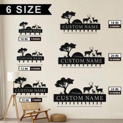 Personalized Polar Bear & Deer Wall Key Holder,  | Metal Key Organizer for Home Decor-MetalsignX