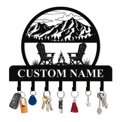 Personalized Key Holder for Wall, Custom Camping Wall Key Hooks with Name-MetalsignX