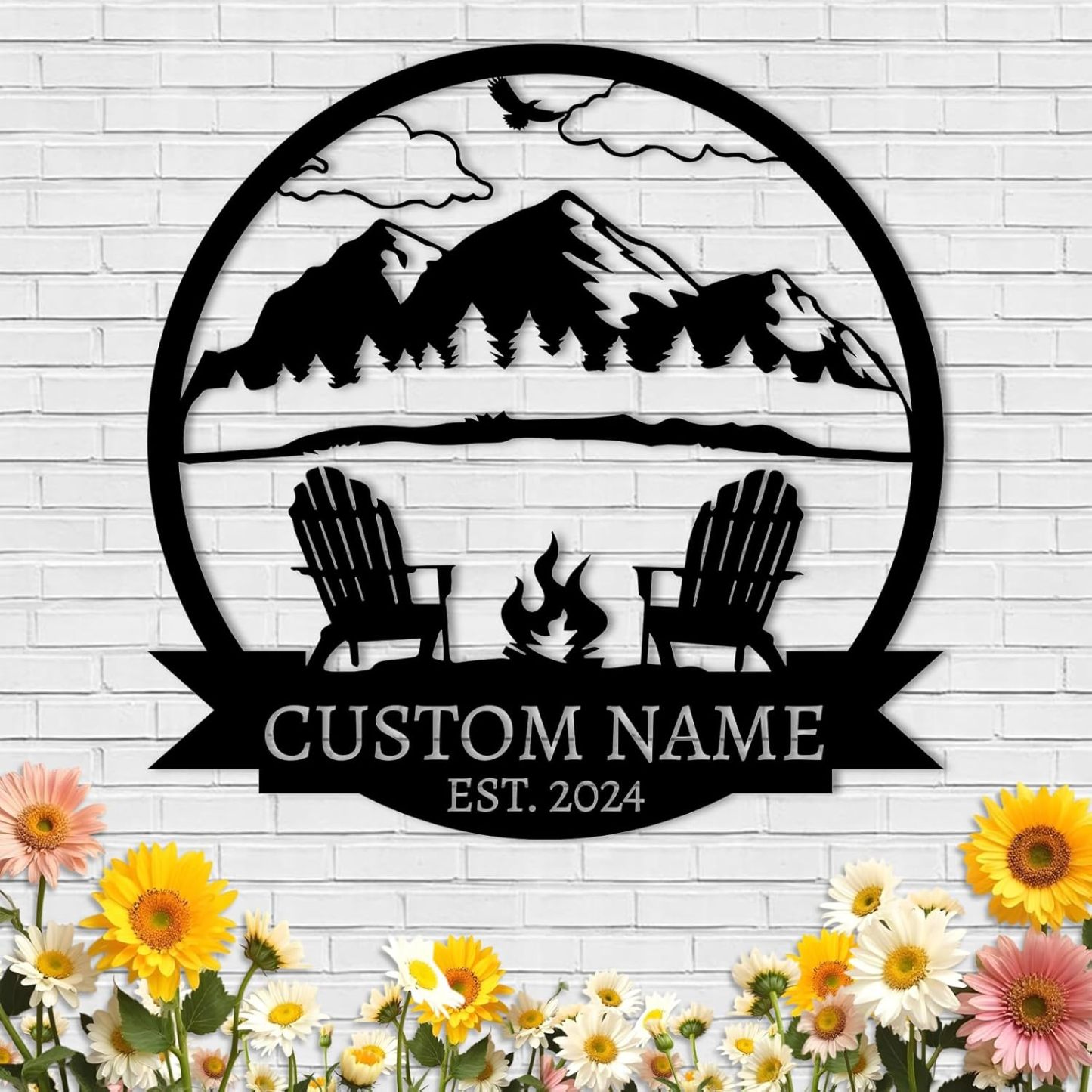 Personalized Metal Eagle Sign Outdoor Monogram Wall Art Hunter Gift Rustic Cabin Decor Camping Home Name Sign-MetalsignX