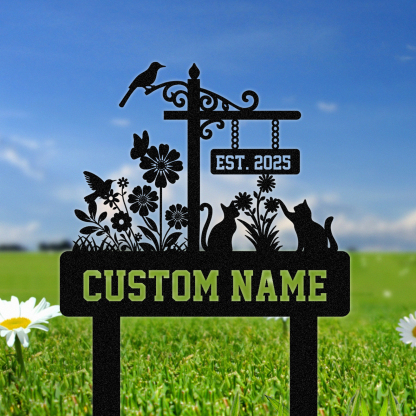 Personalized Metal Signs, Hummingbird Wall Art, Custom Family Name Sign, Outdoor Wall Decor, Metal Yard Art, Outdoor Decorations for Yard, Fence Decor, Housewarming Gifts Color10