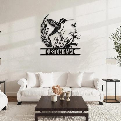 Metal Name Sign Birds Welcome Plaque, Custom Garden Sign Yard Signs ms011-MetalsignX