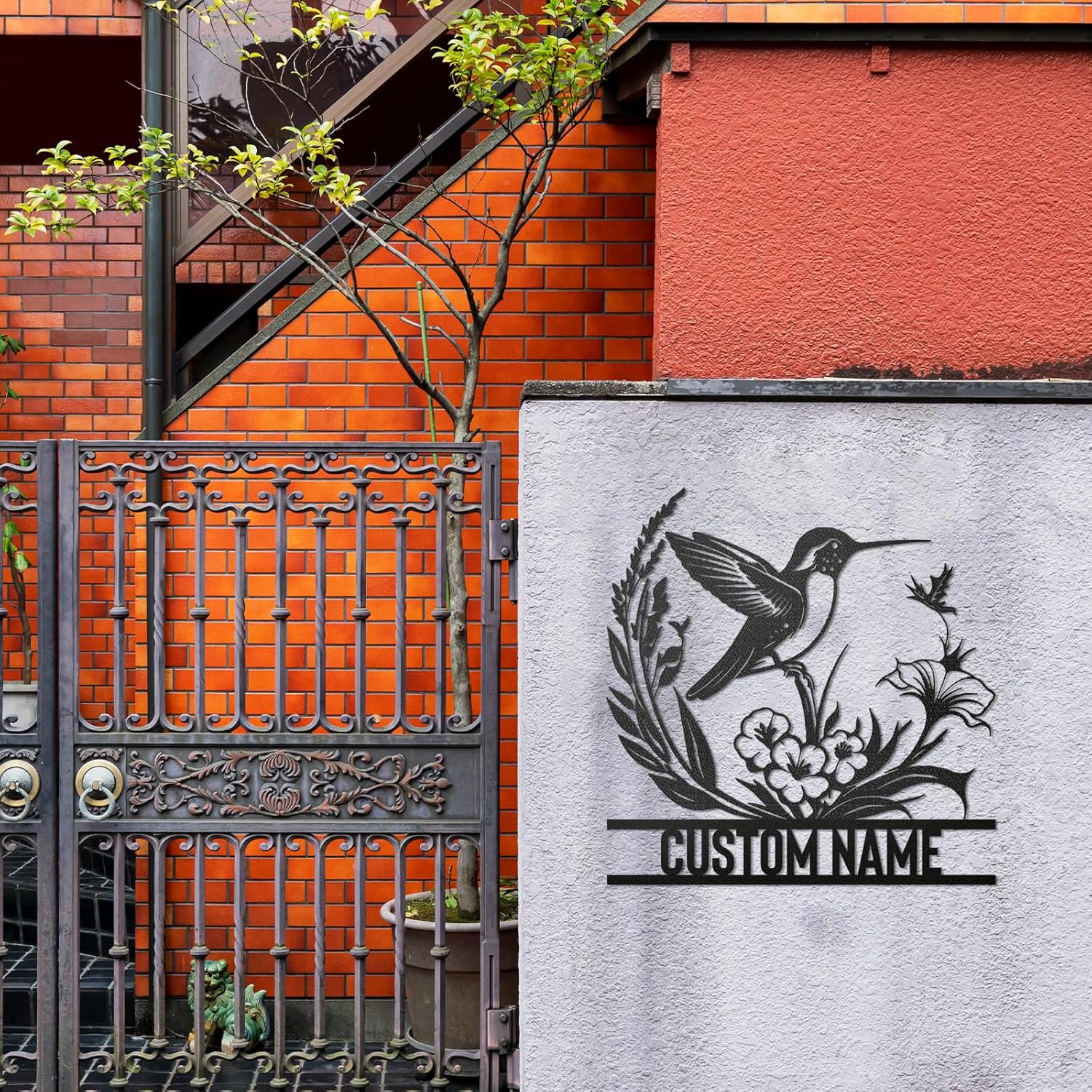 Metal Name Sign Birds Welcome Plaque, Custom Garden Sign Yard Signs ms011-MetalsignX