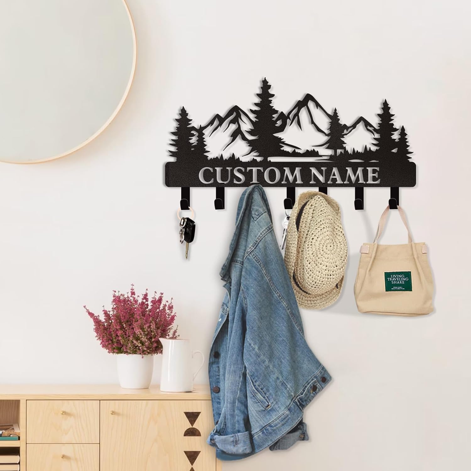 Personalized Key Holder for Wall, Custom Metal Deer Cabin Key Hooks with Name-MetalsignX