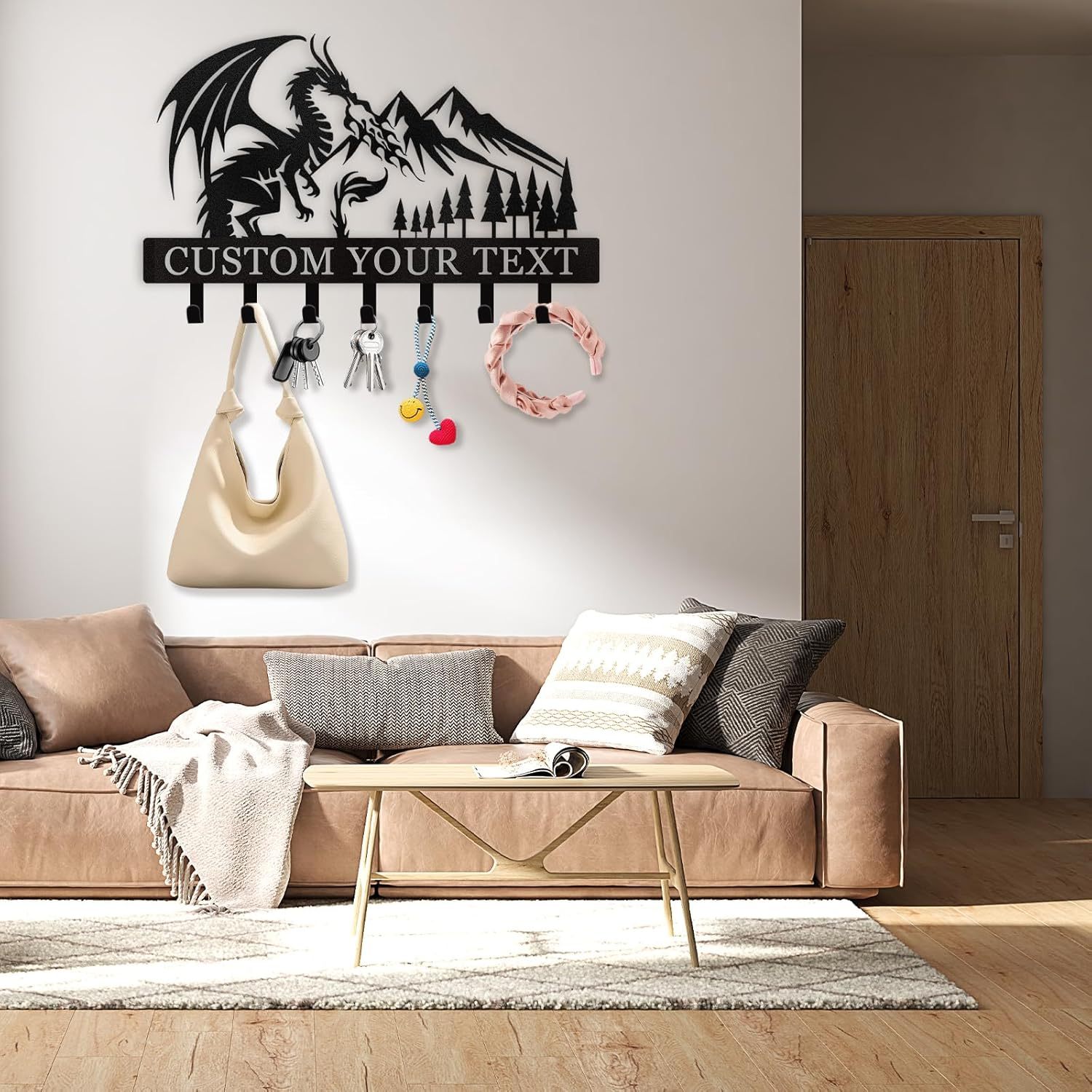 Personalized Key Holder Wall Mounted, Custom Dragon Design Key Holder for Wall-MetalsignX