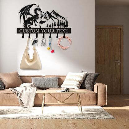 Personalized Key Holder Wall Mounted, Custom Dragon Design Key Holder for Wall-MetalsignX