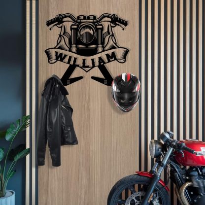 Handcrafted Metal Helmet Hanger , Durable Wrought Iron Wall Rack-MetalsignX