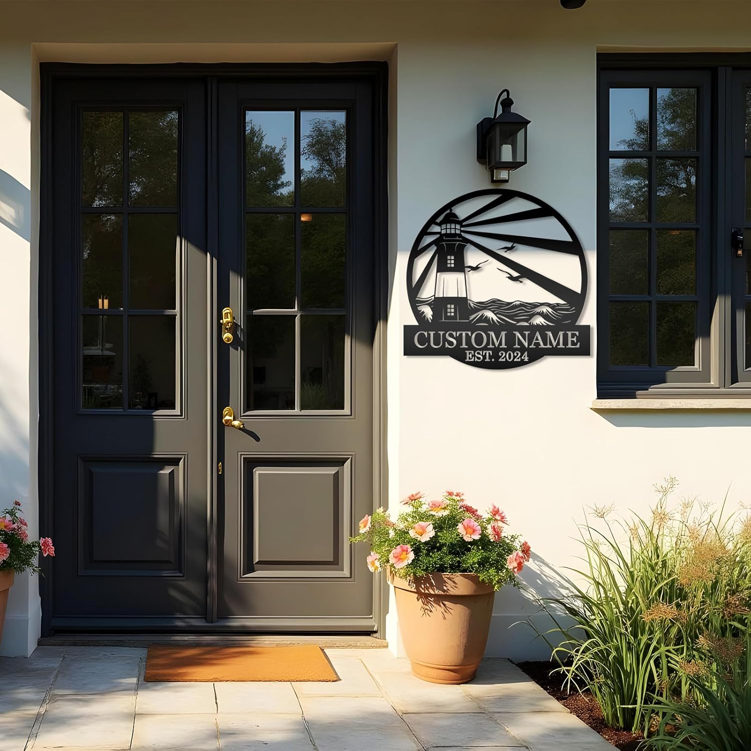 Personalized Lighthouse Metal Sign – Custom Nautical Outdoor Wall Decor for Beach House & Cabin-MetalsignX