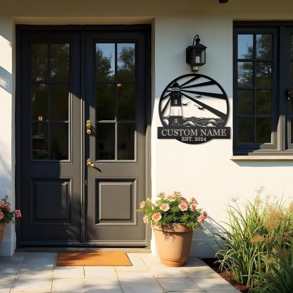 Personalized Lighthouse Metal Sign – Custom Nautical Outdoor Wall Decor for Beach House & Cabin-MetalsignX
