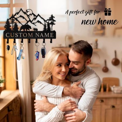 Personalized Key Holder for Wall, Custom Forest Deer Coat Rack Wall Hanging-MetalsignX