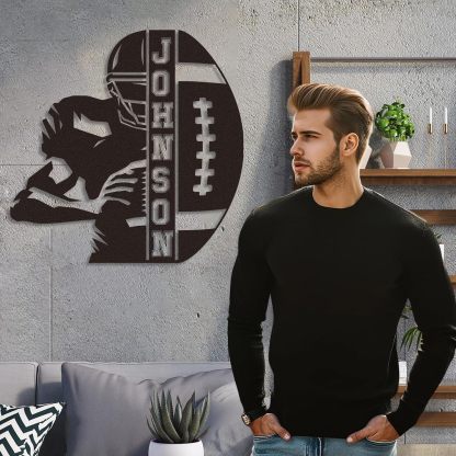 Personalized Football Metal Sign, Metal Signs Customized, Custom Ball Football Metal Wall Art, Custom Signs Outdoor Metal, Custom Name Sign Football Room Decor for Boys