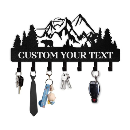 Personalized Key Holder for Wall, Custom Family Name Key Rack Holder-MetalsignX