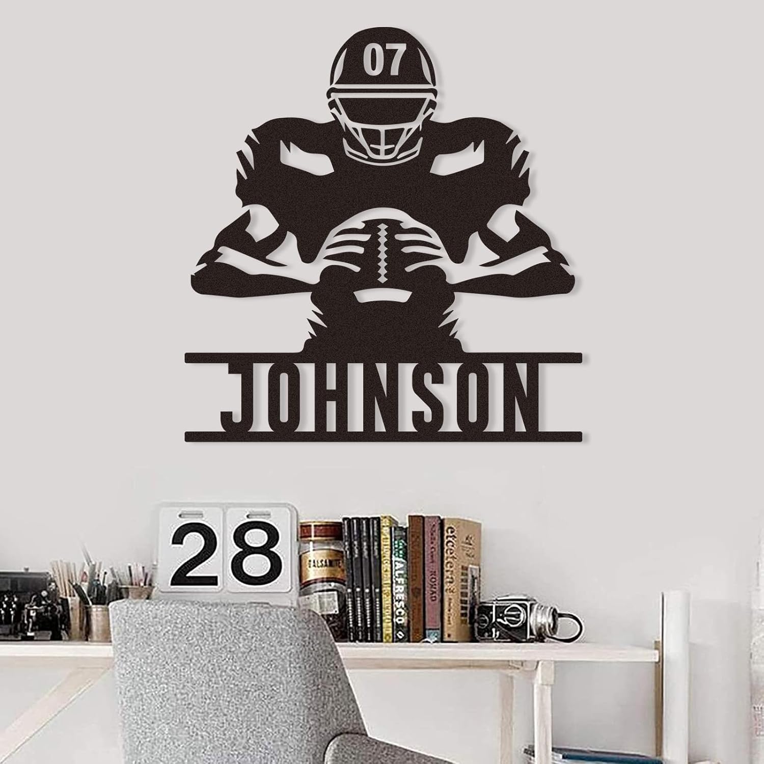 Personalized Football Metal Sign, Metal Signs Customized, Custom Ball Football Metal Wall Art, Custom Signs Outdoor Metal, Custom Name Sign Football Room Decor for Boys
