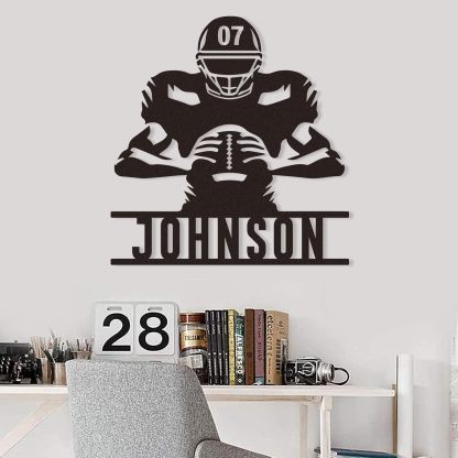 Personalized Football Metal Sign, Metal Signs Customized, Custom Ball Football Metal Wall Art, Custom Signs Outdoor Metal, Custom Name Sign Football Room Decor for Boys