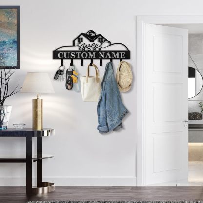 Custom Name Metal Key Holder Wall Mount, Organizer Rack for Home Entryway-MetalsignX