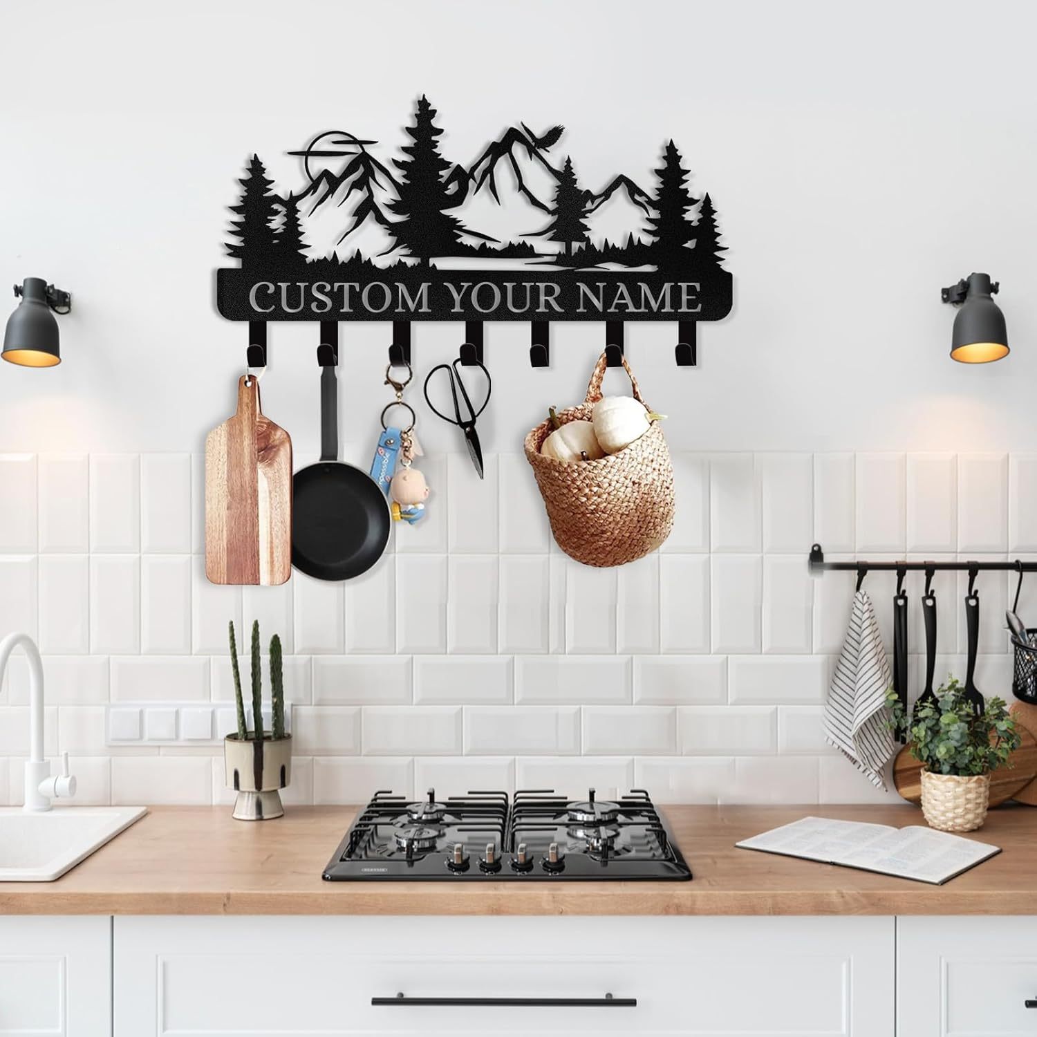 Personalized Key Holder for Wall, Custom Forest Deer Coat Rack Wall Hanging-MetalsignX