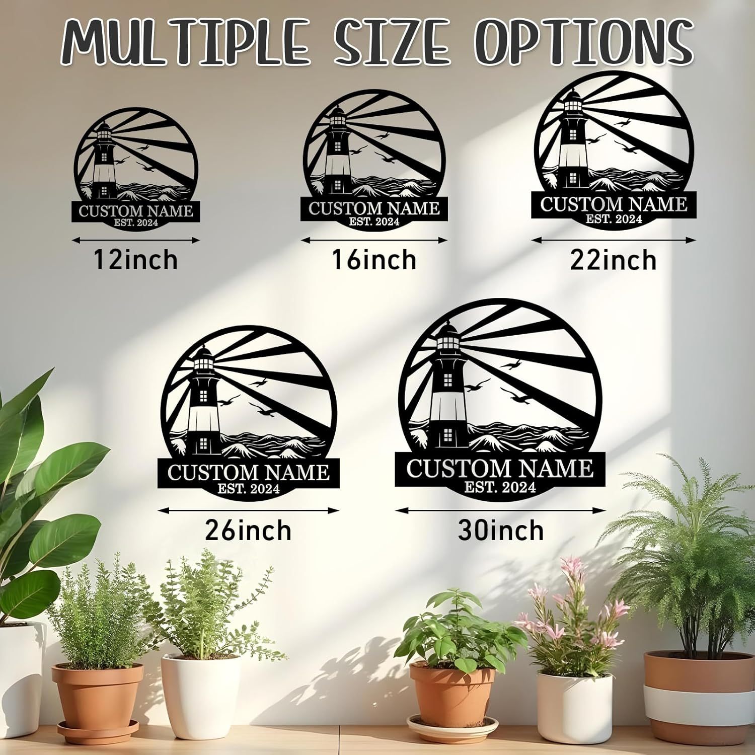 Personalized Lighthouse Metal Sign – Custom Nautical Outdoor Wall Decor for Beach House & Cabin-MetalsignX