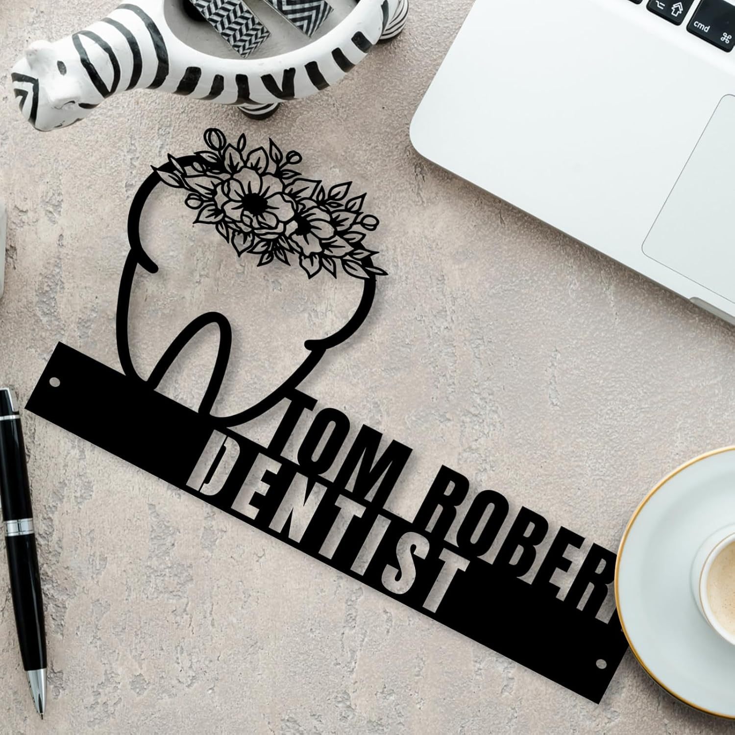  Custom Family Name Plate for Desk, Metal Sign Name Tags, Personalized Desk Accessories-MetalsignX