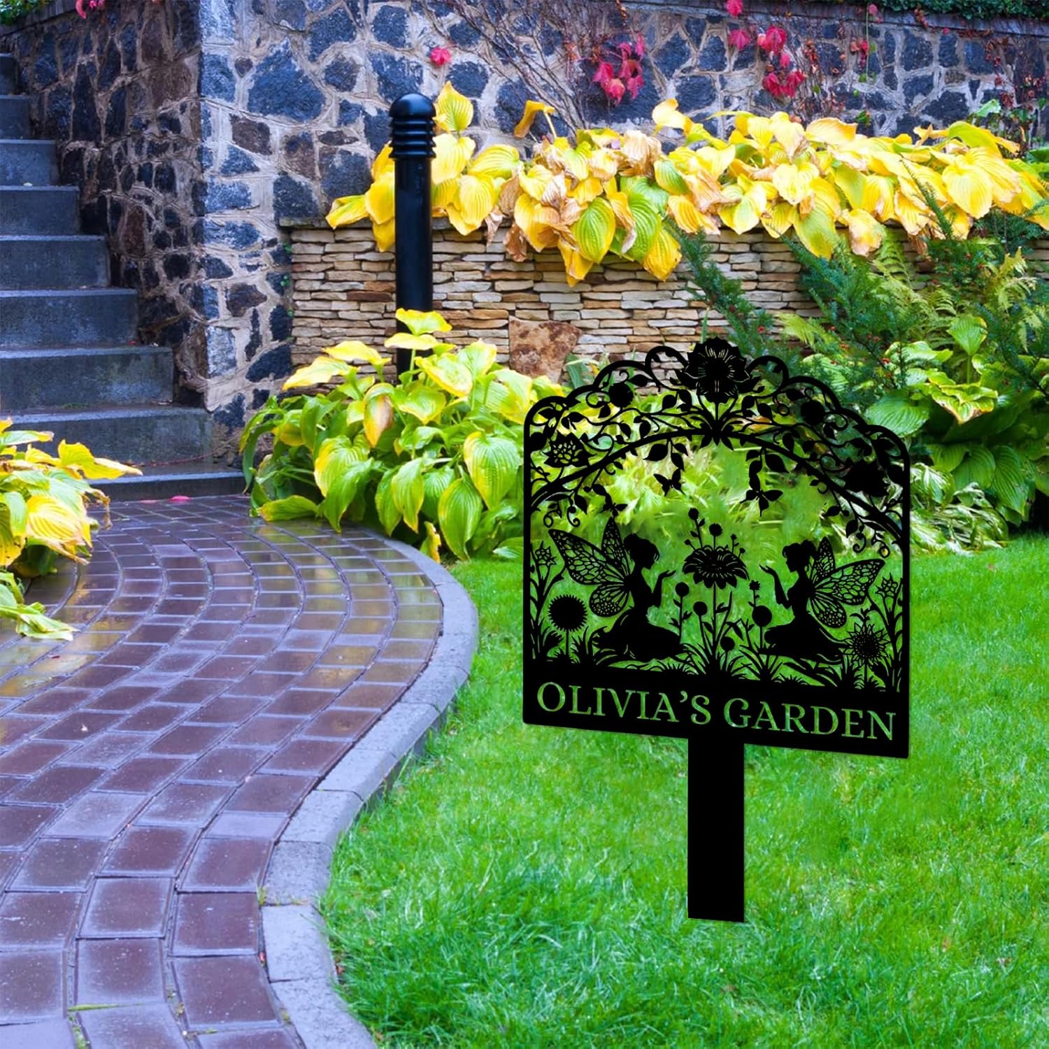 Handcrafted Fairy Garden Stake , Rustic Metal Sign for Magical Yard Spaces-MetalsignX