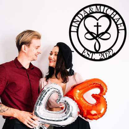 Personalized 100% Handmade Wedding Metal Sign of Name And Special Date Love Sign-MetalsignX