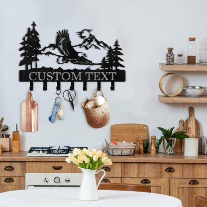 Personalized Eagle Key Holder Wall Mounted, Custom Name Metal Key Hooks-MetalsignX