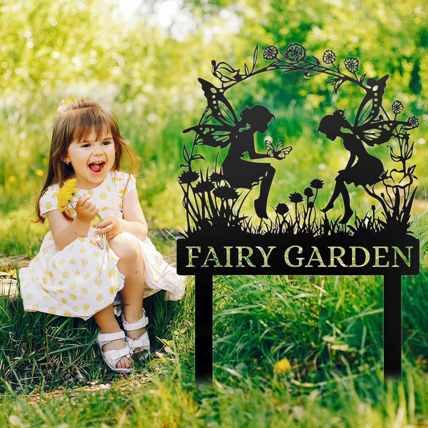 Handcrafted Fairy Garden Stake , Rustic Metal Sign for Magical Yard Spaces-MetalsignX